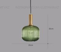 Дизайнерский светильник, Цвет латунь+зеленый, цоколь E27