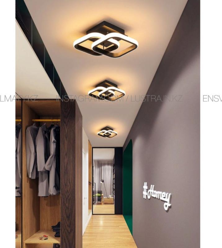 Светодиодный потолочный светильник, современная лампа черного цвета для спальни, кухни, коридора.