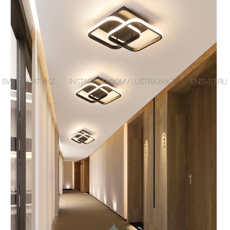 Светодиодный потолочный светильник, современная лампа черного цвета для спальни, кухни, коридора.