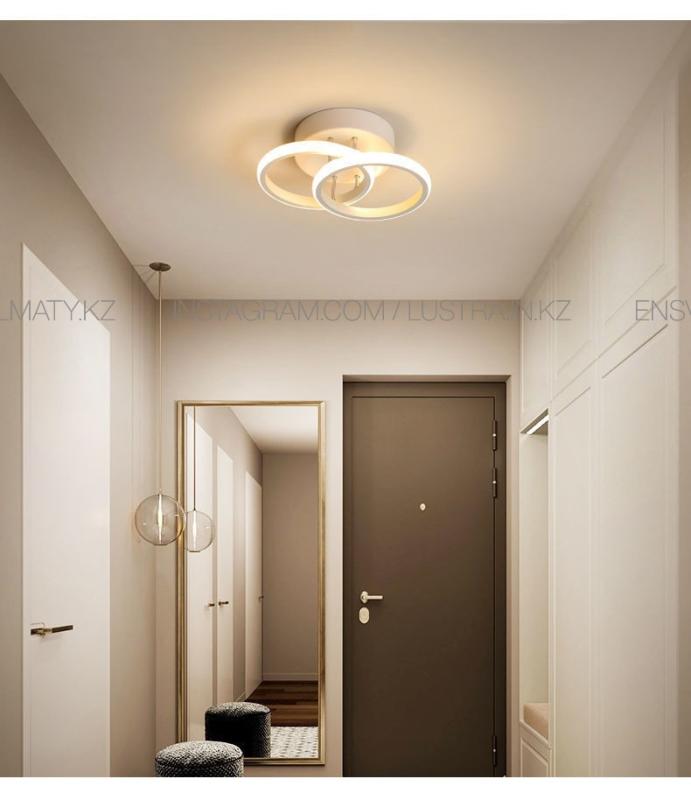 Современный светильник в форме двух кругов для коридора белого цвета для спальни, кухни, коридора.