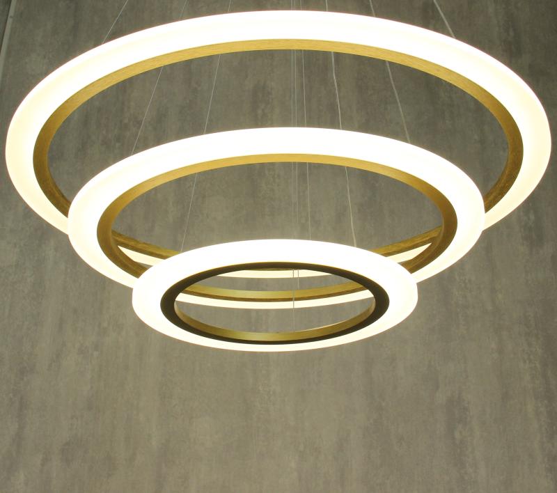Современная LED люстра 3 кольца матовое Золото