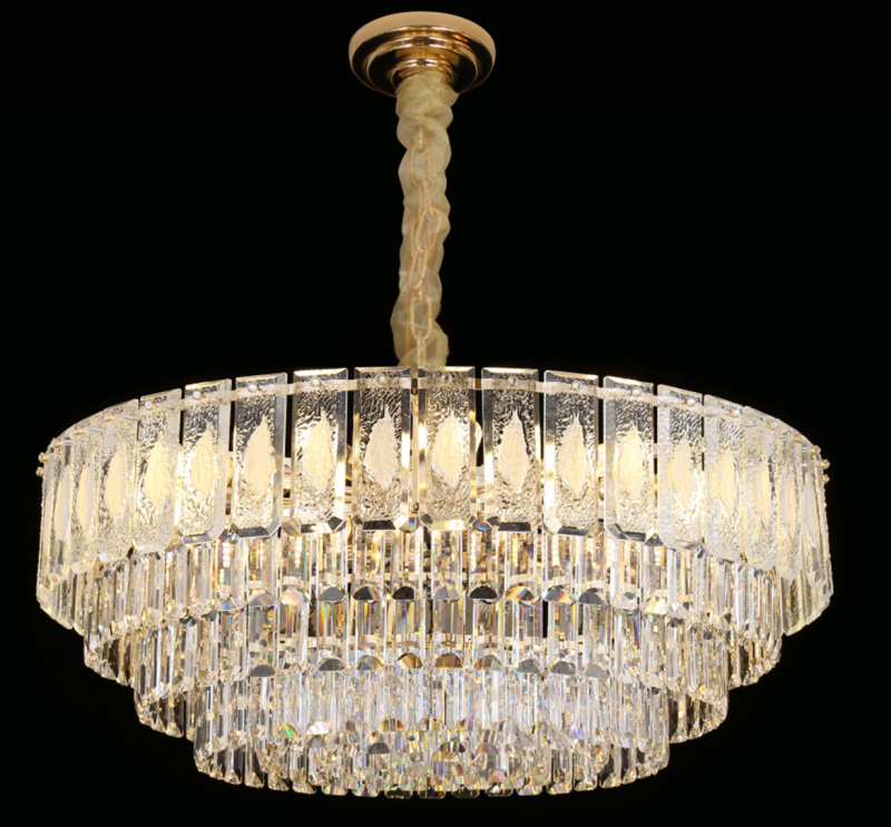 Хрустальная люстра потолочная/ подвесная 556655-800 на 18 ламп, цвет золото, диаметр 80см/800мм